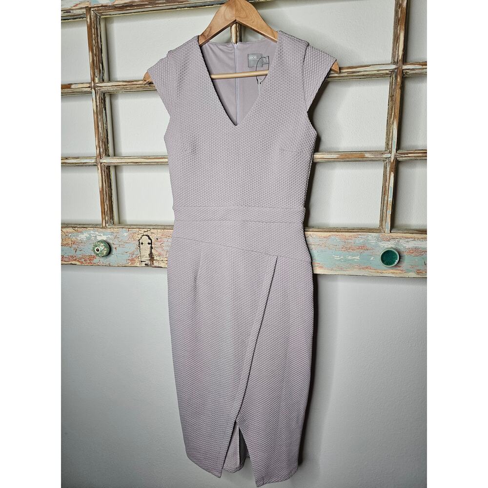 Asos Muted Purple Midi Pencil Dress W/ V-Neckline Cap Sleeves Size 2